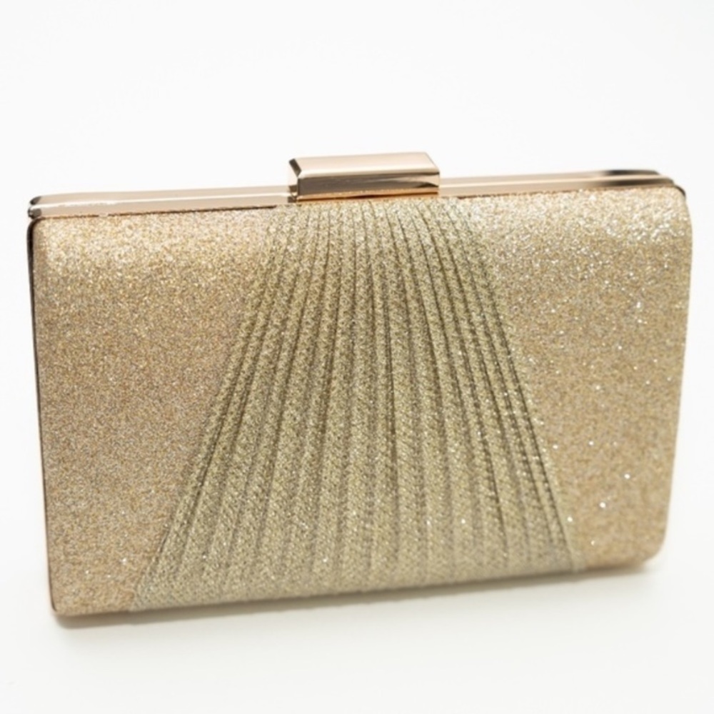 Gold glitter evening bag